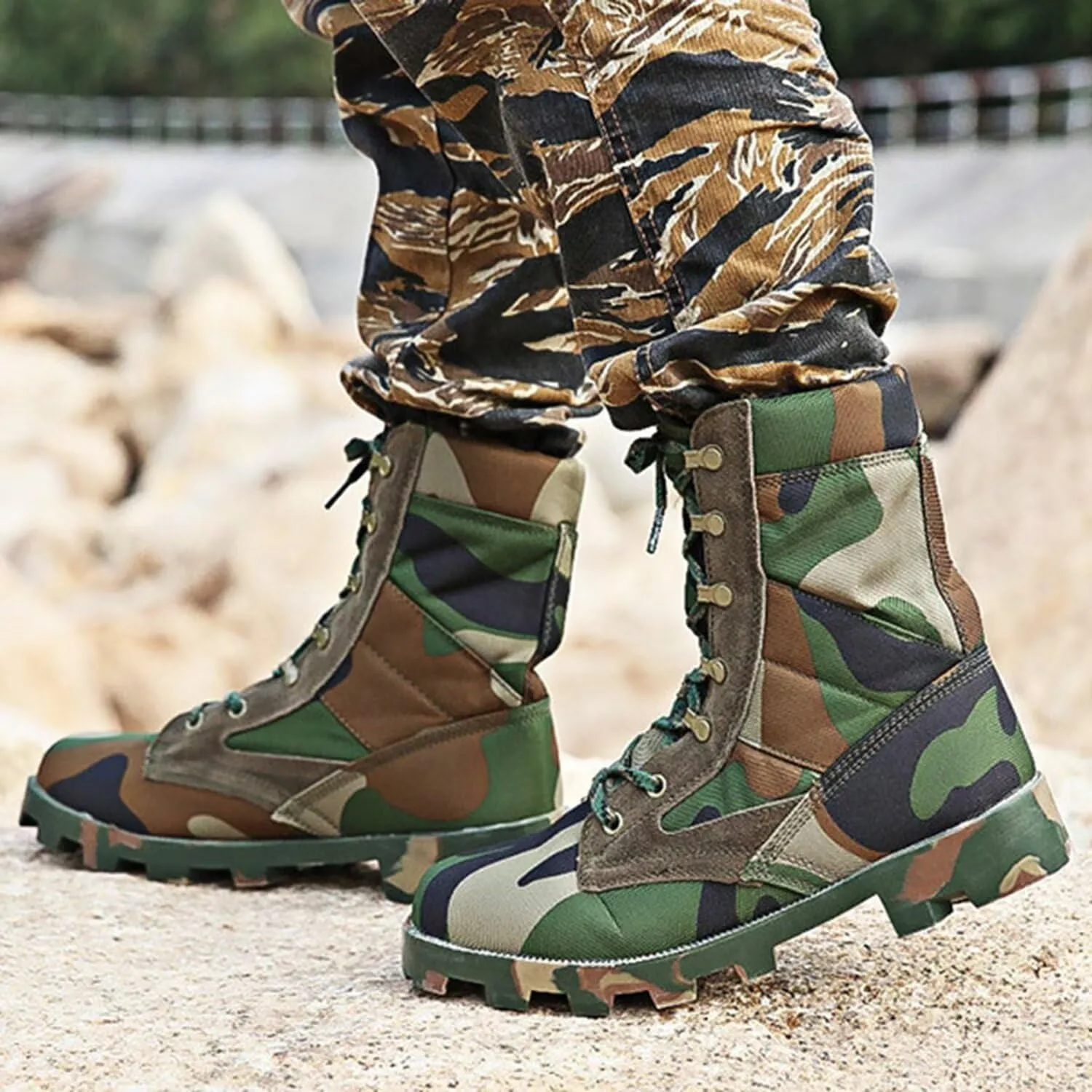 Men's Waterproof Work Military Tactical Boots Lightweight Comfortable Leather Outdoor Hiking Motorcycle Combat Boots