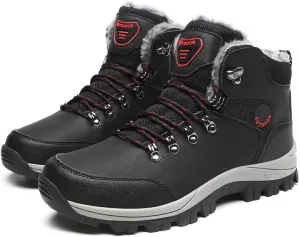 Men's Winter Warm Waterproof Snow Fur Boots Hiking Outdoor Leather Work Shoes