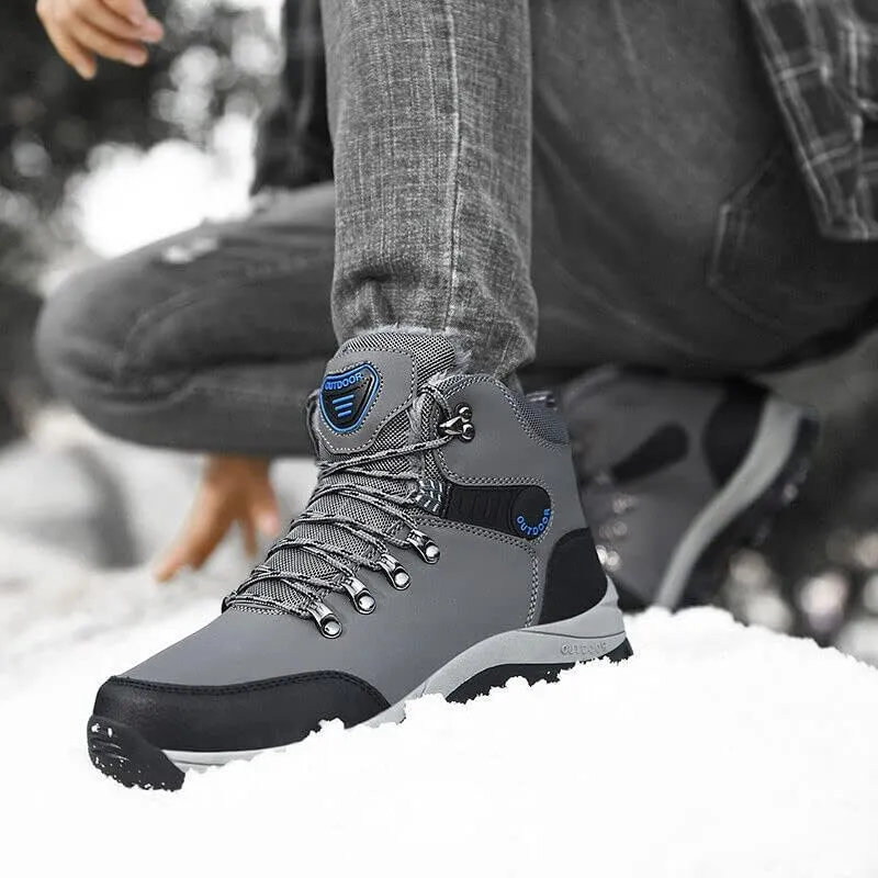 Men's Winter Warm Waterproof Snow Fur Boots Hiking Outdoor Leather Work Shoes