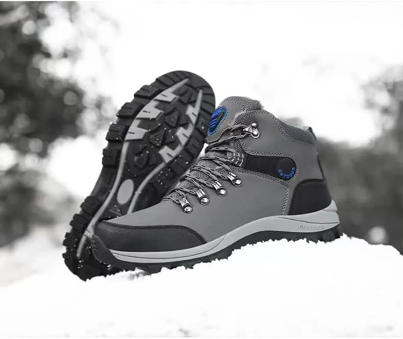 Men's Winter Warm Waterproof Snow Fur Boots Hiking Outdoor Leather Work Shoes