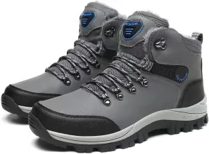 Men's Winter Warm Waterproof Snow Fur Boots Hiking Outdoor Leather Work Shoes