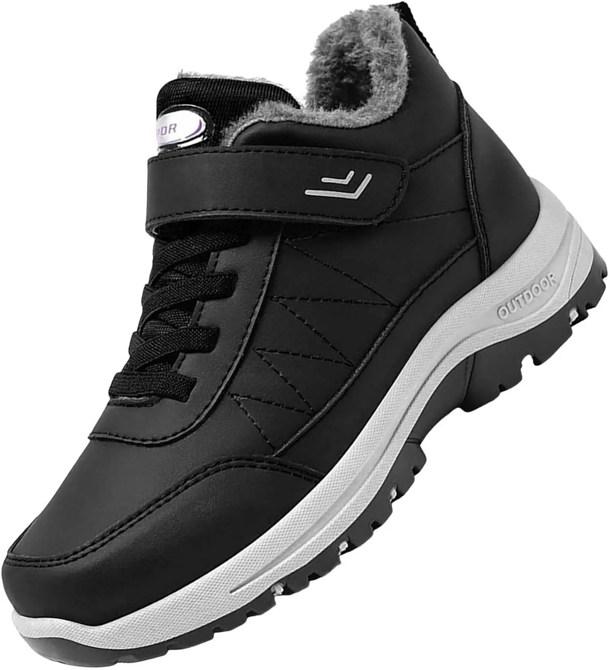 Men's Work Boots Slip On Hiking Sneakers Fur Lined Ankle Boot Women's Safety Shoes Composite Toe Platform Sneakers Indestructible Hike Grounded Footwear
