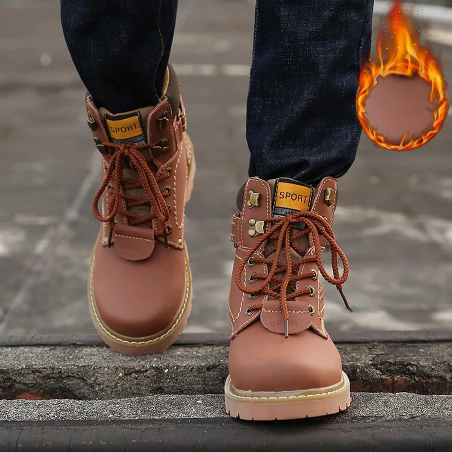 Men's Work Boots Soft Toe Hiking Sneakers Zip Up Fur Lined Women Safety Shoes Steel Toe Composite Safety Toe Waterproof Industrial Casual Hike Grounded Footwear