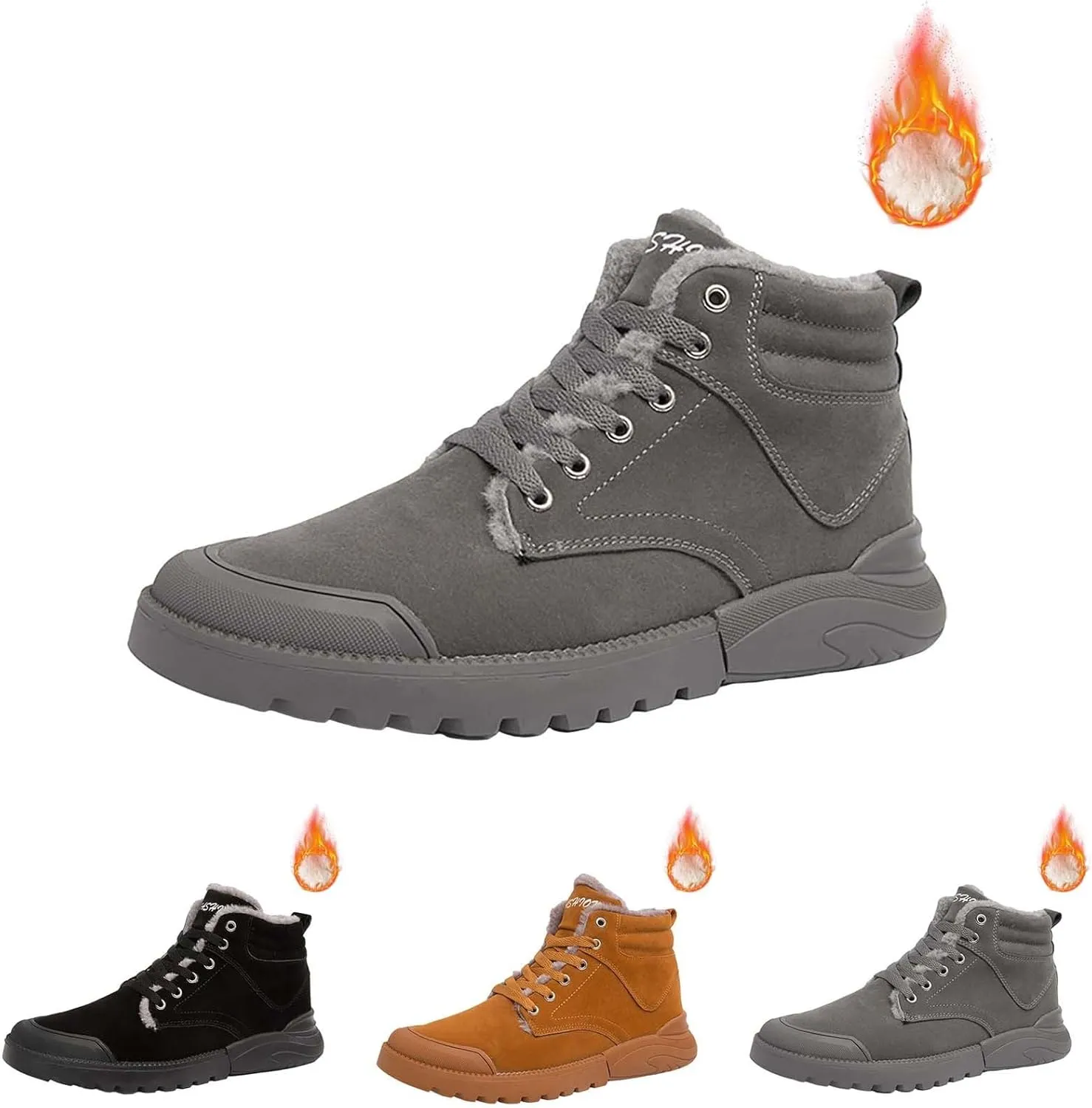 Men's Work Boots Steel Toe Hiking Sneakers Fur Lined Ankle Boot Safety Shoes for Women Insulated Waterproof Platform Shoes Work Hike Grounded Footwear