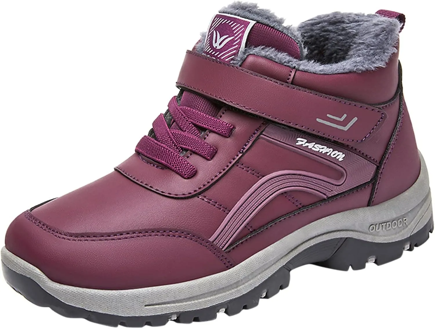 Men's Work Boots Wide Width Hiking Sneakers Warm Fur Lined Women's Workout Shoes Slip Resistant Wide Outdoor Shoes Slip on Loafers Hike Grounded Footwear