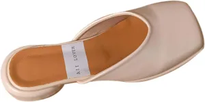 Mules Sandal for Girl Fashion Square Toe Women's Slippers Thick Heel Open Back Loafers Office Slippers
