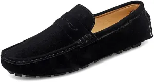 New Loafers for Men Solid Color Round Toe Suede Vamp Penny Driving Loafers Flexible Anti-Slip Comfortable Prom Slip-ons