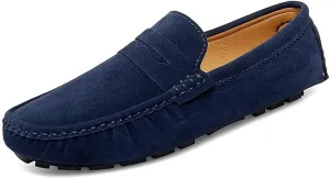 New Loafers for Men Solid Color Round Toe Suede Vamp Penny Driving Loafers Flexible Anti-Slip Comfortable Prom Slip-ons