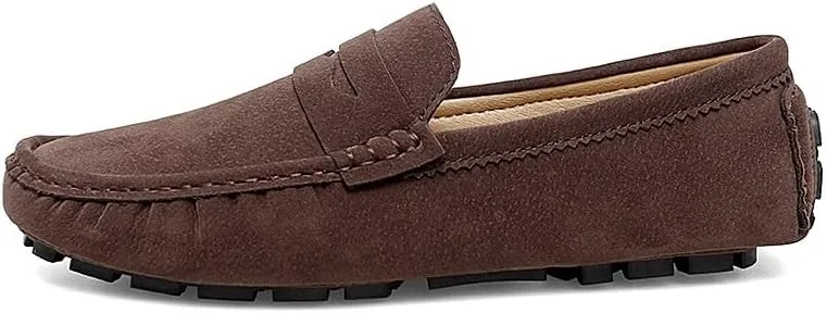 New Loafers for Men Solid Color Round Toe Suede Vamp Penny Driving Loafers Flexible Anti-Slip Comfortable Prom Slip-ons