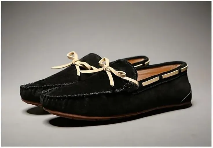 New Loafers for Men Solid Color Suede Vamp Boatshoes Moccasins Shoes Flat Heel Comfortable Slip Resistant Walking Party Slip-ons