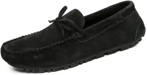 New Mens Loafers Round Toe Suede Vamp Boatshoes Moccasins Shoes Flat Heel Slip Resistant Anti-Slip Walking Slip-ons