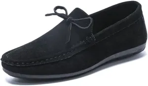 New Mens Loafers Round Toe Suede Vamp Driving Style Loafer Flat Heel Lightweight Flexible Wedding Outdoor Slip-ons