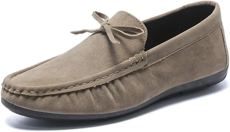 New Mens Loafers Round Toe Suede Vamp Driving Style Loafer Flat Heel Lightweight Flexible Wedding Outdoor Slip-ons