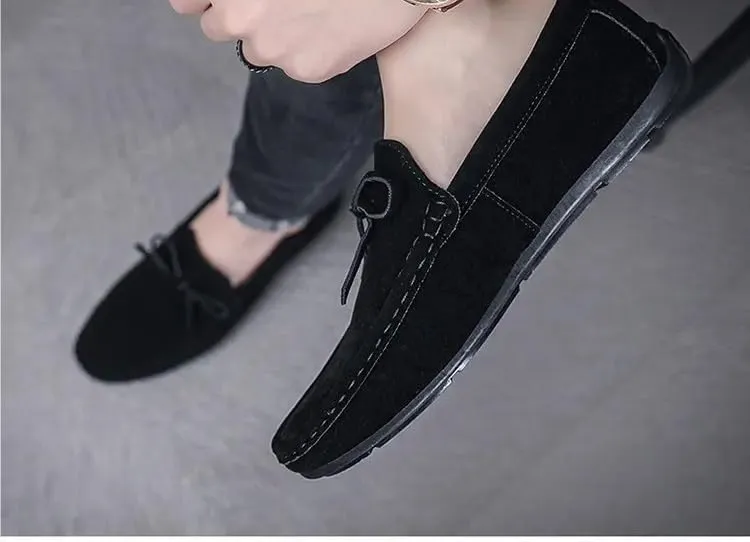 New Mens Loafers Round Toe Suede Vamp Driving Style Loafer Flat Heel Lightweight Flexible Wedding Outdoor Slip-ons