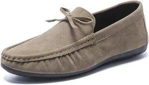New Mens Loafers Round Toe Suede Vamp Driving Style Loafer Flat Heel Lightweight Flexible Wedding Outdoor Slip-ons