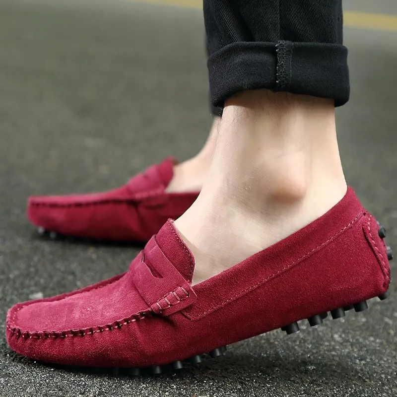 New Mens Loafers Round Toe Suede Vamp Penny Driving Style Loafer Flexible Slip Resistant Lightweight Walking Outdoor Slip-ons