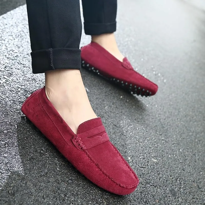 New Mens Loafers Round Toe Suede Vamp Penny Driving Style Loafer Flexible Slip Resistant Lightweight Walking Outdoor Slip-ons