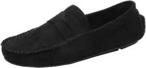 New Mens Loafers Shoe Genuine Leather Round Toe Suede Vamp Penny Loafer Slip Resistant Lightweight Anti-slip Prom Slip-ons