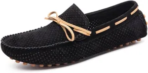 New Mens Loafers Shoe Perforated Suede Driving Boatshoes Moccasins Shoes Anti-Slip Lightweight Comfortable Outdoor Slip-ons
