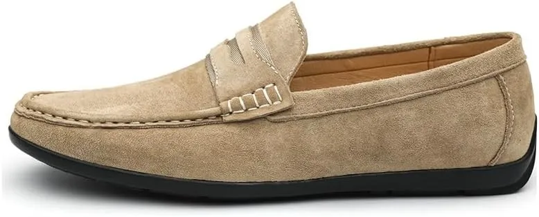 New Mens Loafers Shoe Round Toe Suede Vamp Penny Loafers Comfortable Lightweight Flat Heel Casual Fashion Slip-ons