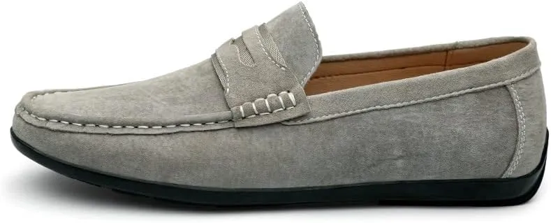 New Mens Loafers Shoe Round Toe Suede Vamp Penny Loafers Comfortable Lightweight Flat Heel Casual Fashion Slip-ons
