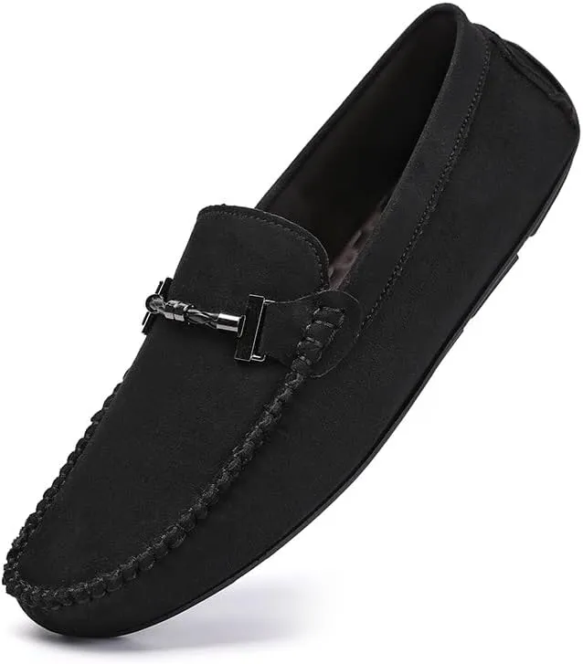 New Men's Loafers Shoes Round Toe Suede Moccasins Driving Loafers Stitching Details Flexible Anti-Slip Flat Heel Outdoor Slip-ons