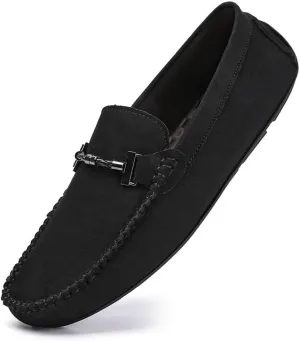 New Men's Loafers Shoes Round Toe Suede Moccasins Driving Loafers Stitching Details Flexible Anti-Slip Flat Heel Outdoor Slip-ons