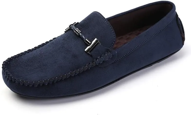New Men's Loafers Shoes Round Toe Suede Moccasins Driving Loafers Stitching Details Flexible Anti-Slip Flat Heel Outdoor Slip-ons