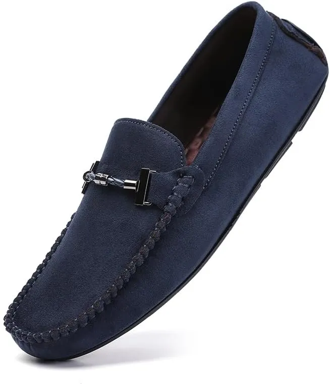 New Men's Loafers Shoes Round Toe Suede Moccasins Driving Loafers Stitching Details Flexible Anti-Slip Flat Heel Outdoor Slip-ons