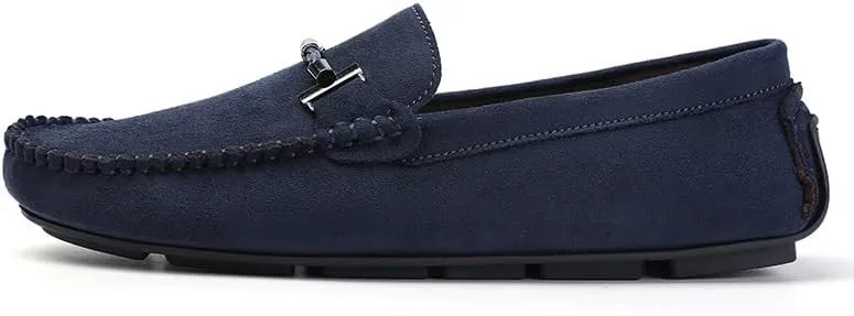 New Men's Loafers Shoes Round Toe Suede Moccasins Driving Loafers Stitching Details Flexible Anti-Slip Flat Heel Outdoor Slip-ons
