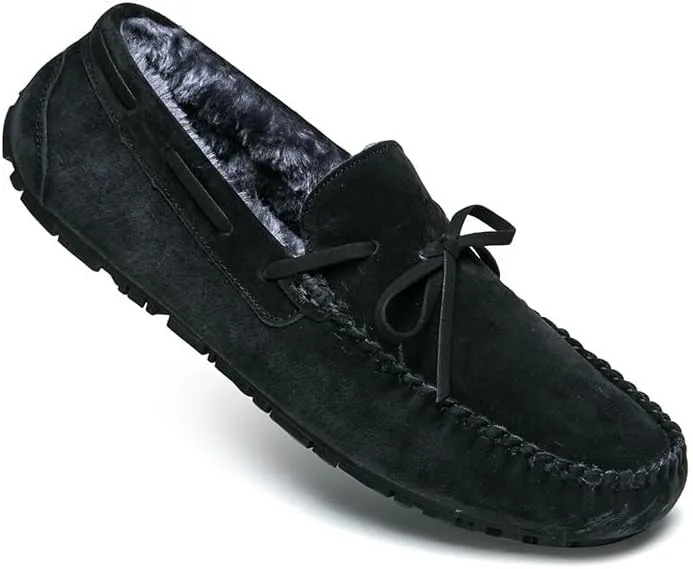 New Mens Loafers Suede Faux Fur Lining Boatshoes Anti-Slip Comfortable Flat Heel Outdoor Slip-ons