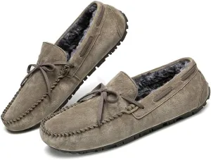 New Mens Loafers Suede Faux Fur Lining Boatshoes Anti-Slip Comfortable Flat Heel Outdoor Slip-ons