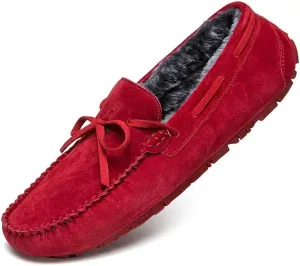 New Mens Loafers Suede Faux Fur Lining Boatshoes Anti-Slip Comfortable Flat Heel Outdoor Slip-ons
