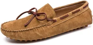 New Men's Loafers Suede Vamp Driving Moccasins Shoes Round Toe Lightweight Flat Heel Slip Resistant Party Outdoor Slip-ons
