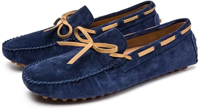 New Men's Loafers Suede Vamp Driving Moccasins Shoes Round Toe Lightweight Flat Heel Slip Resistant Party Outdoor Slip-ons