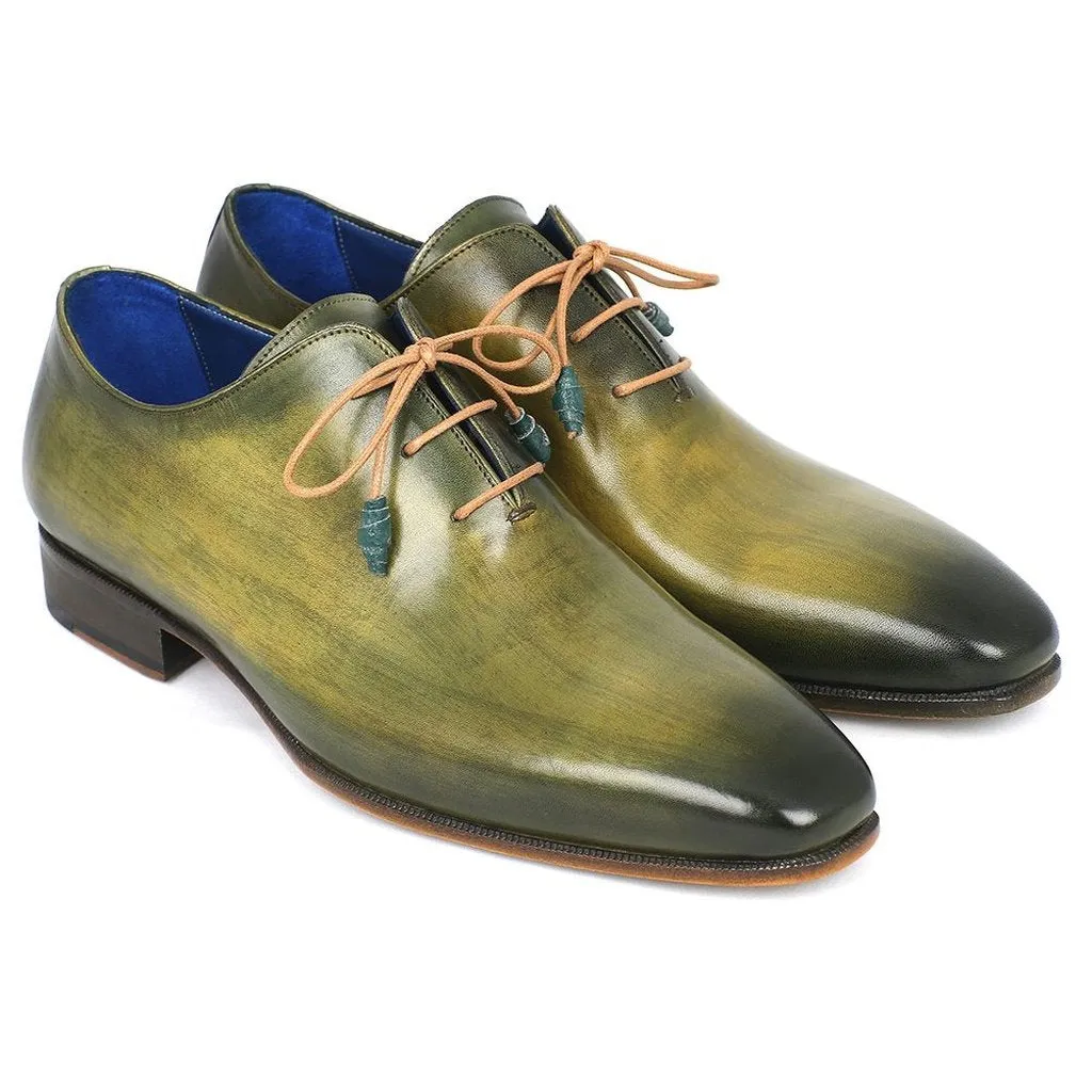 Paul Parkman Wholecut Plain Toe Oxfords Green Hanpainted Leather (ID#755-GRN)