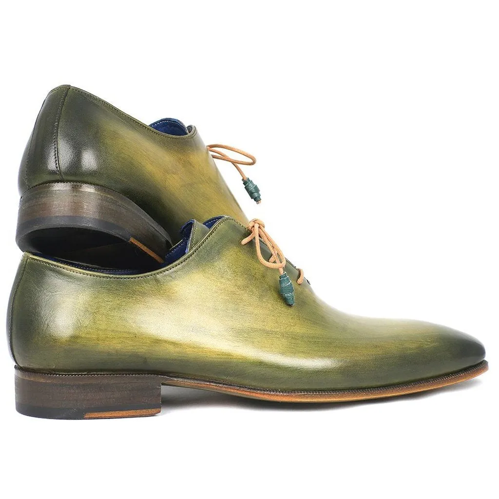 Paul Parkman Wholecut Plain Toe Oxfords Green Hanpainted Leather (ID#755-GRN)
