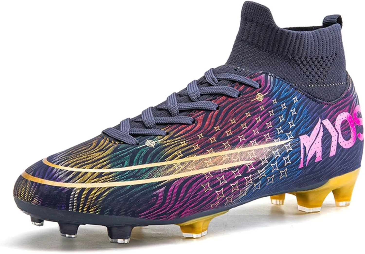 Professional Wide Soccer Cleats Turf, Football Cleats Lightweight Comfortable High Top Youth Training Ground Sport Competition