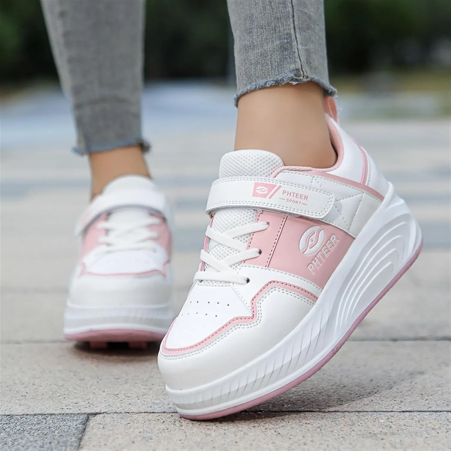Roller Skate Shoes for Boys Girls Detachable Skate Shoes with Wheels Fashion Sneaker for Kids Christmas Birthday Show Gift