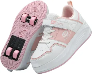 Roller Skate Shoes for Boys Girls Detachable Skate Shoes with Wheels Fashion Sneaker for Kids Christmas Birthday Show Gift
