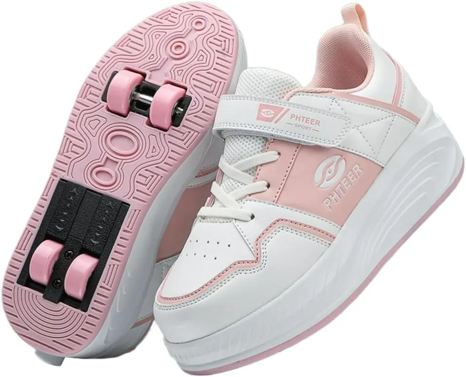 Roller Skate Shoes for Boys Girls Detachable Skate Shoes with Wheels Fashion Sneaker for Kids Christmas Birthday Show Gift