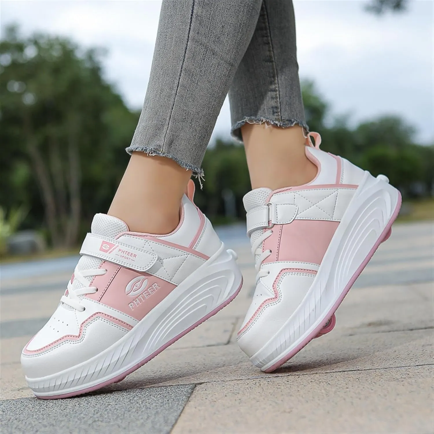 Roller Skate Shoes for Boys Girls Detachable Skate Shoes with Wheels Fashion Sneaker for Kids Christmas Birthday Show Gift