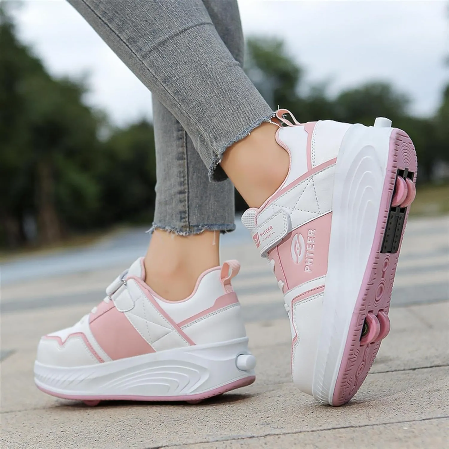 Roller Skate Shoes for Boys Girls Detachable Skate Shoes with Wheels Fashion Sneaker for Kids Christmas Birthday Show Gift