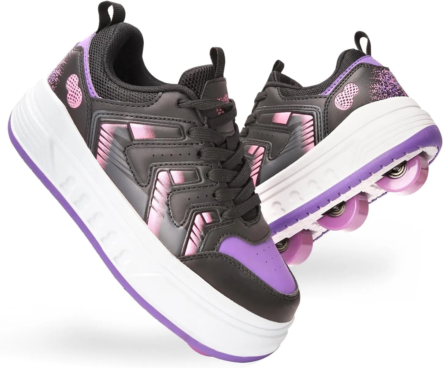 Roller Skates for Girls Boys, 2-in-1 Roller Shoes with Detachable Wheels & Sneakers for Outdoor Sports