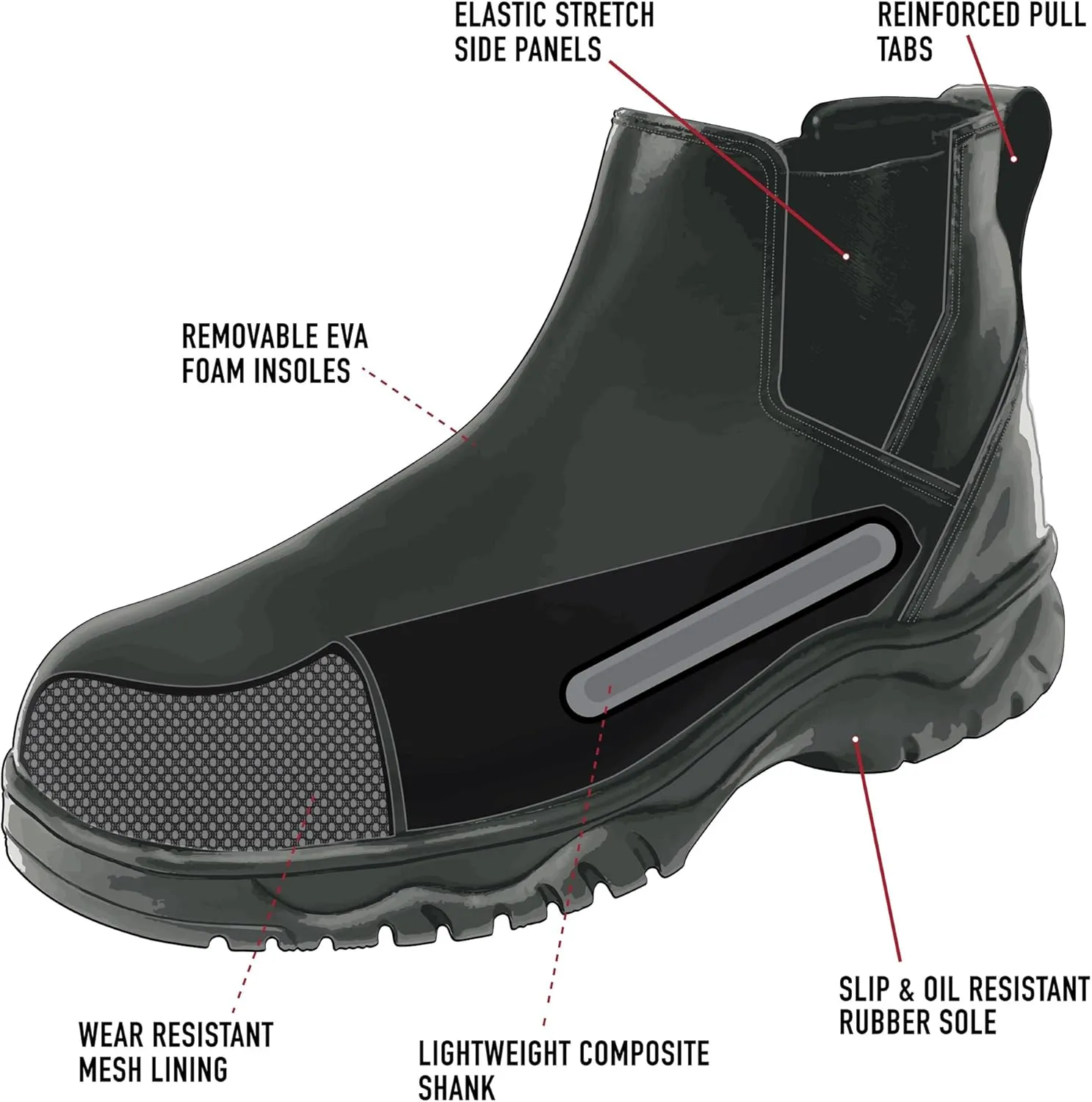 Rothco Chelsea Work Boots  6 Inch  Waterproof & Wear Resistant Work Shoe