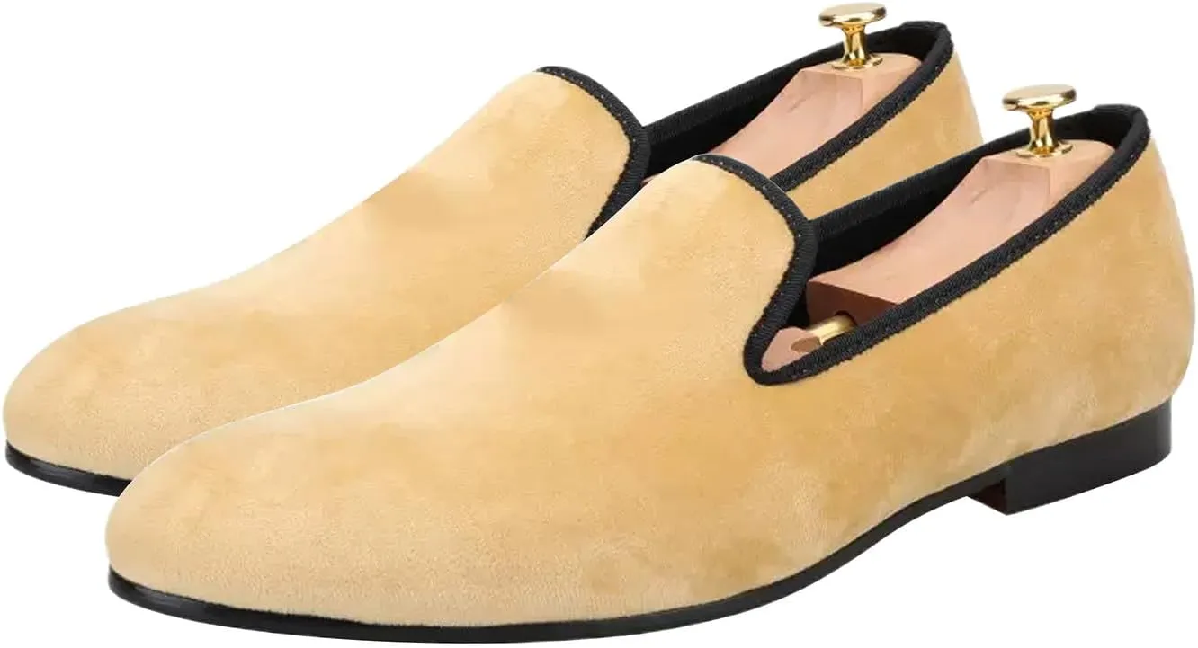 Santimon Men's Loafers Prom Wedding Dress Velvet Slip On Penny Loafers Fashion Tuxedo Casual Business Luxury Shoes Smoking Party Disco Moccasins for Men Boy