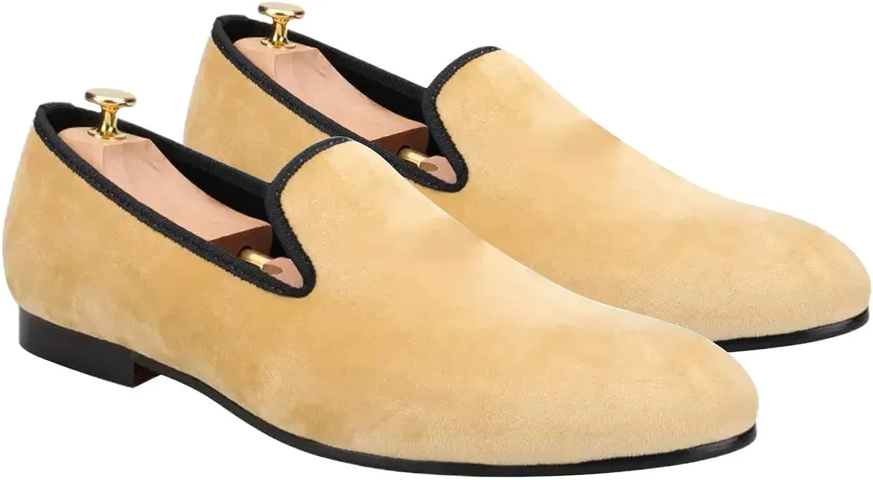 Santimon Men's Loafers Prom Wedding Dress Velvet Slip On Penny Loafers Fashion Tuxedo Casual Business Luxury Shoes Smoking Party Disco Moccasins for Men Boy