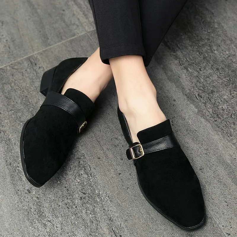 Santimon Men's Luxury Velvet Buckle Loafer Shoes Slip-on Loafers Formal Wedding Tuxedo Shoes