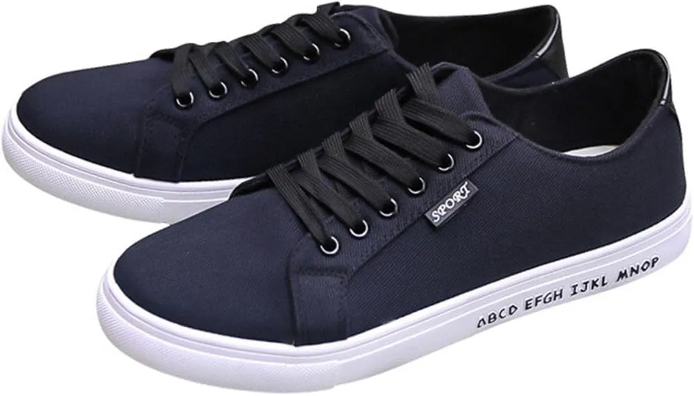 SATUKI Canvas Shoes for Men,Casual Lace Up Soft Athletic Lightweight Flat Sports Fashion Sneakers