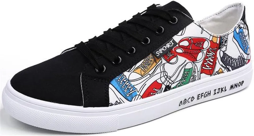 SATUKI Canvas Shoes for Men,Casual Lace Up Soft Athletic Lightweight Flat Sports Fashion Sneakers